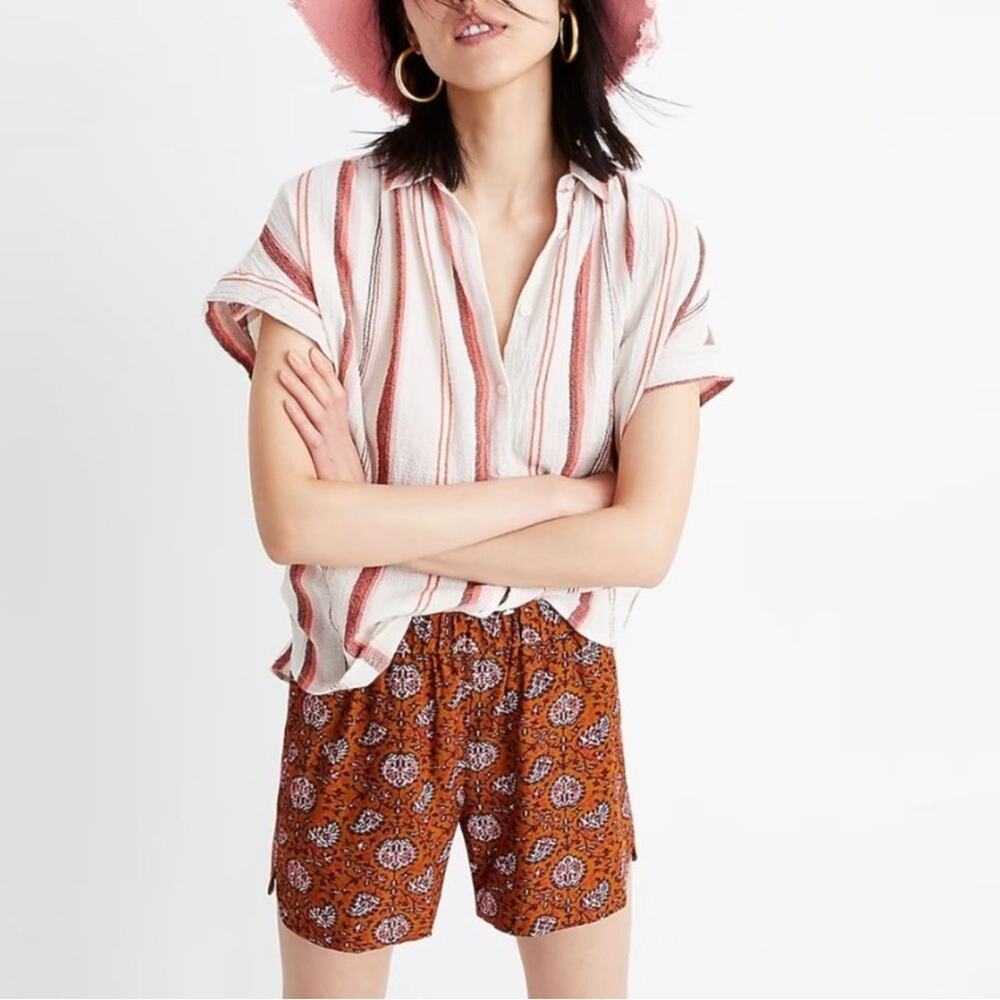 Madewell‎ Drapey Pull on Dress Shorts Burnt Orange Warm Paisley Print Size XS